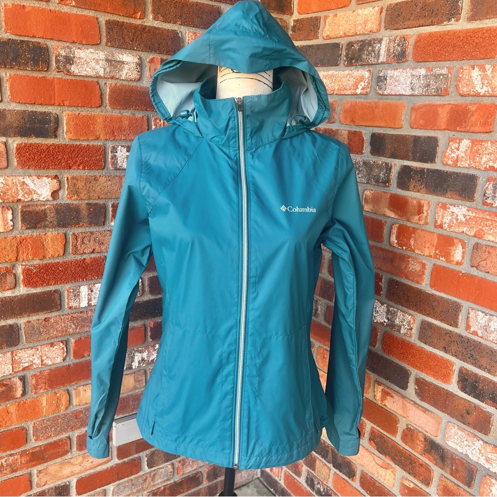 Columbia Teal Lightweight Packable Rain Jacket Size Small